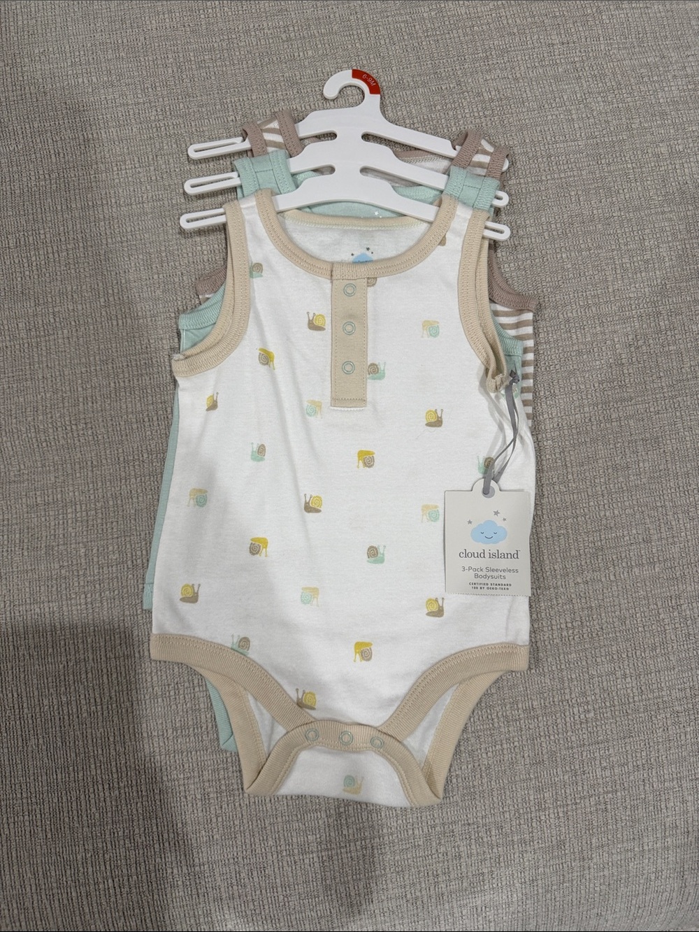 cloud island White Snail Print Tank Bodysuit set
